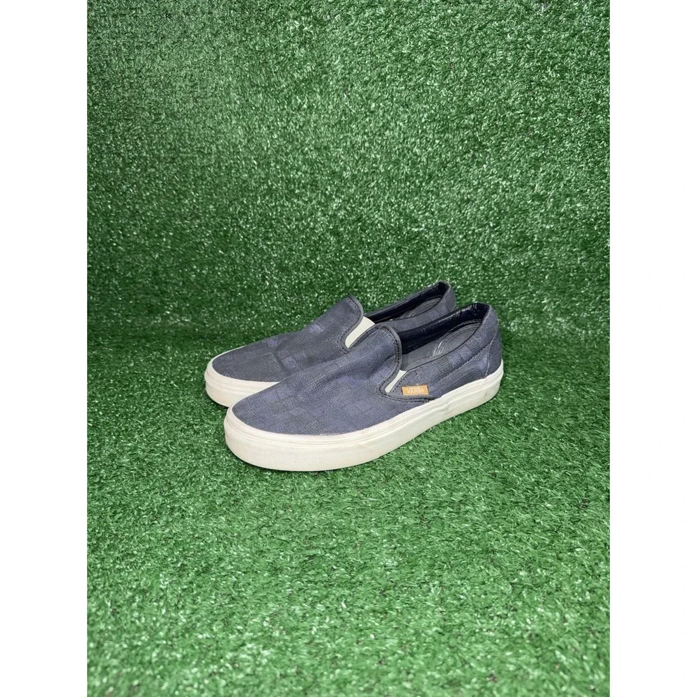 VANS Classic Slip-On Womens Size 8 Blue White Checkerboard Sneakers Shoes